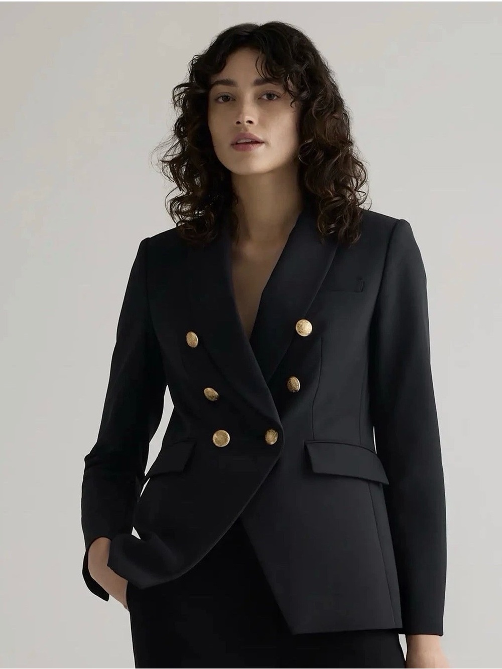 Quince Captain’s Convertible Black Blazer Women's  Double-Breasted Blazer XL - Picture 2 of 6